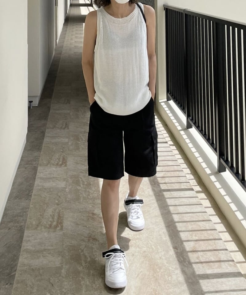 ok soon オクスン★即完売大人のハーフパンツ★ブラックS cargo half pants (black/white) | ok.soon