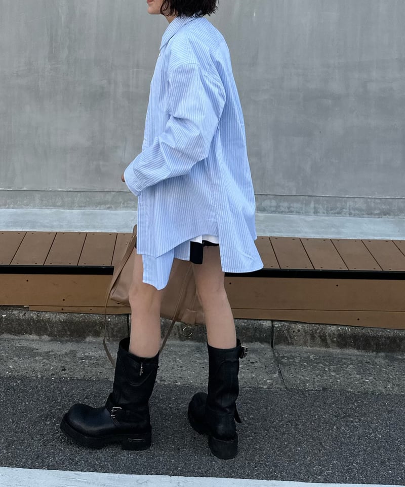 layered stripe shirt over size | ok.soon