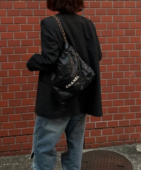 pinstripe collarless jacket&vest
