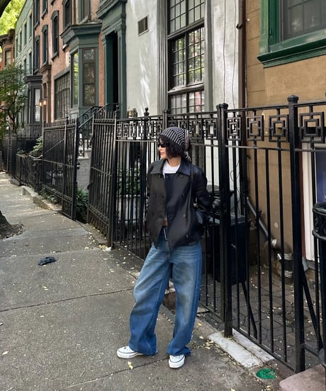 double-breasted short leather coat