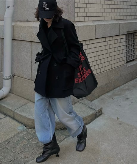 pea coat black
