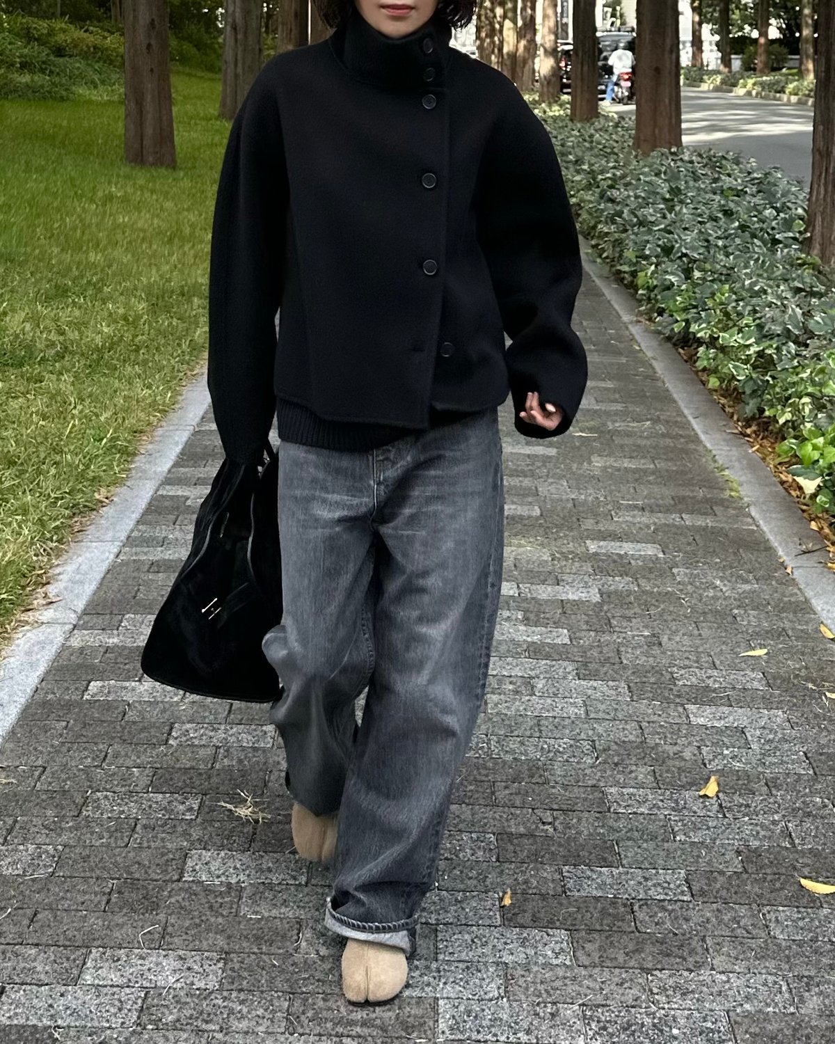 専用です。OK.SOON ウールショートコート　グレー stand collar short coat(gray/black) | ok.soon