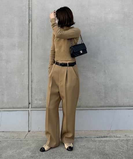tailored slacks(black/camel)