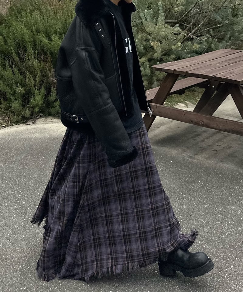 tartan check long skirt | ok.soon