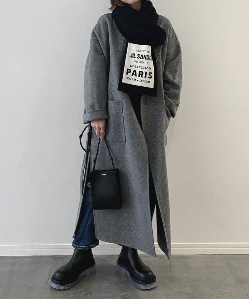 pre-order］light melton coat(gray/black) | ok.soon