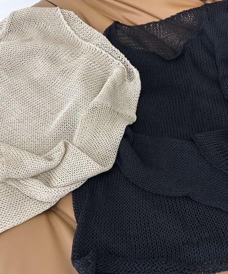 linen mesh knit(black,beige)