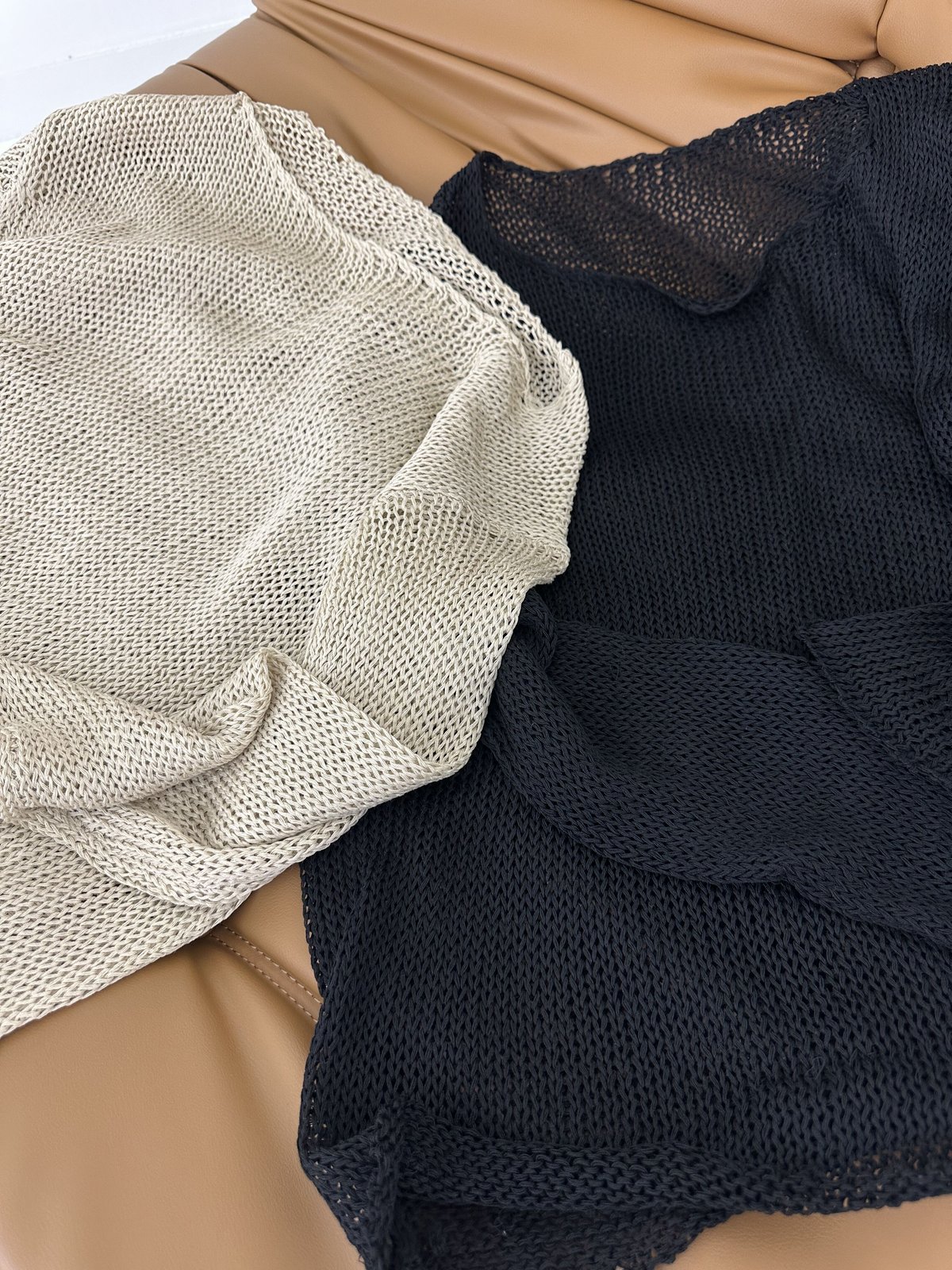 linen mesh knit(black,beige) | ok.soon