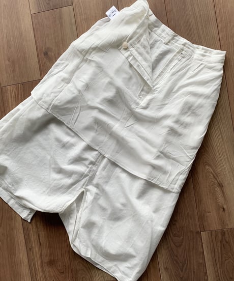 linen croped pants white