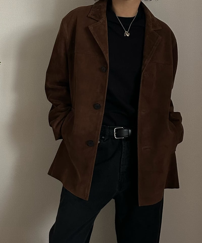 classic suede jacket brown | ok.soon