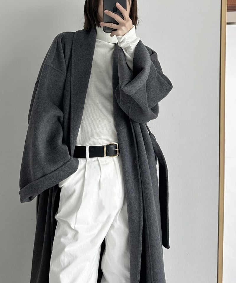 acym wool standard gown coat ロングコート ウール Stand collar button コート（ステンカラーコート）｜ACYM