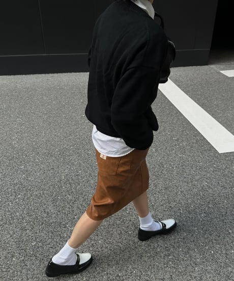 ok.soon×piccadilly faux-leather middle skirt brown