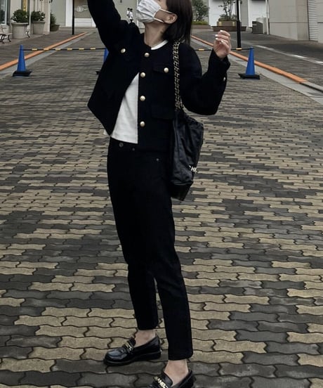 cotton slim pants (black)