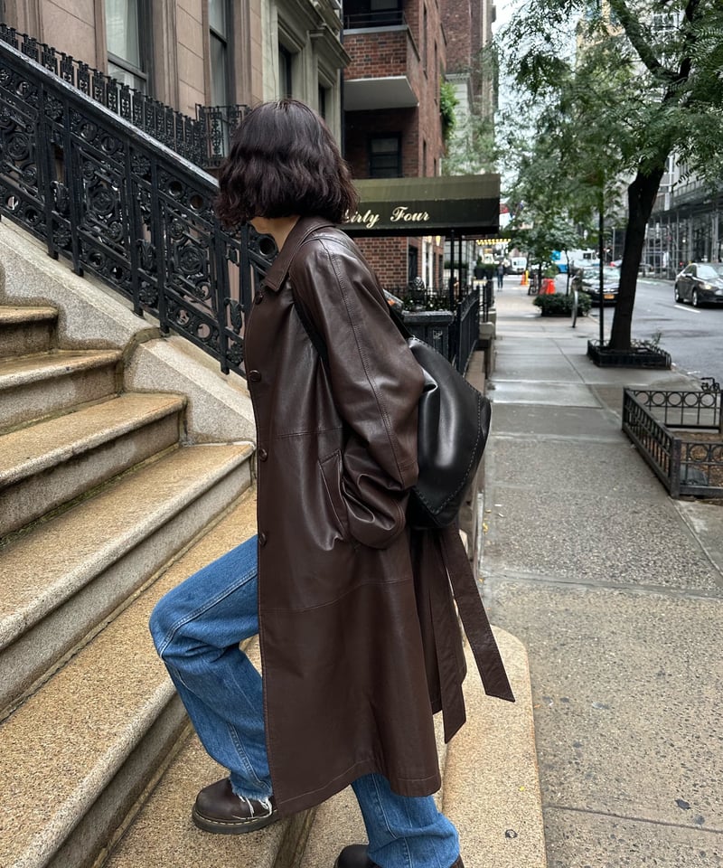 faux leather half coat | ok.soon 【ok.soon/オクスン】ラムレザー