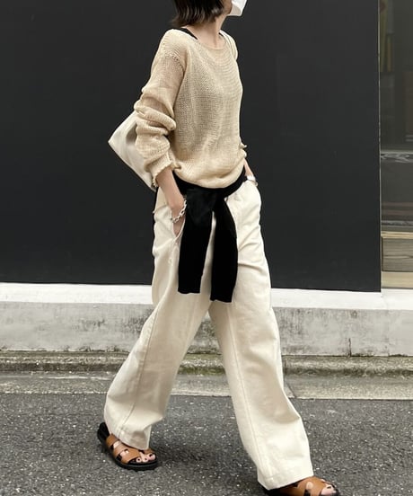 linen mesh knit(black,beige)