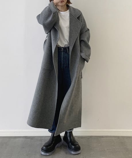 light melton coat(gray/black)