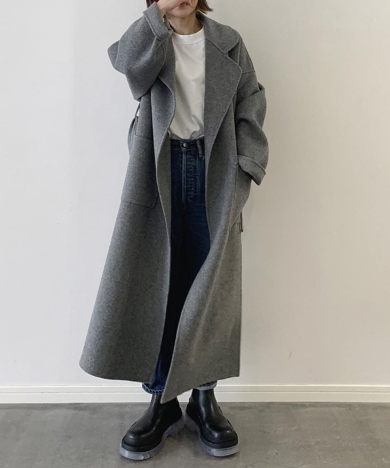 pre-order］light melton coat(gray/black) | ok.soon