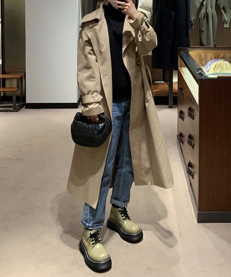 ［regular length］cotton trench coat (beige/black)