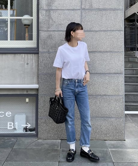 high waist tapered denim