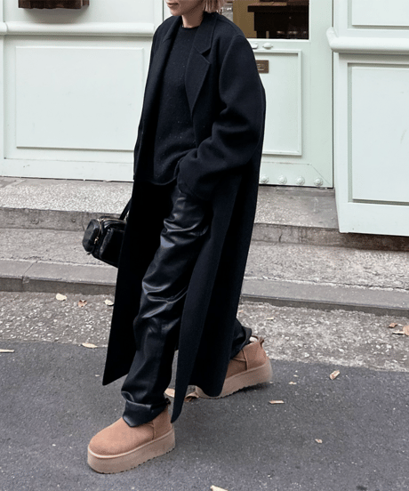 fake leather straight pants