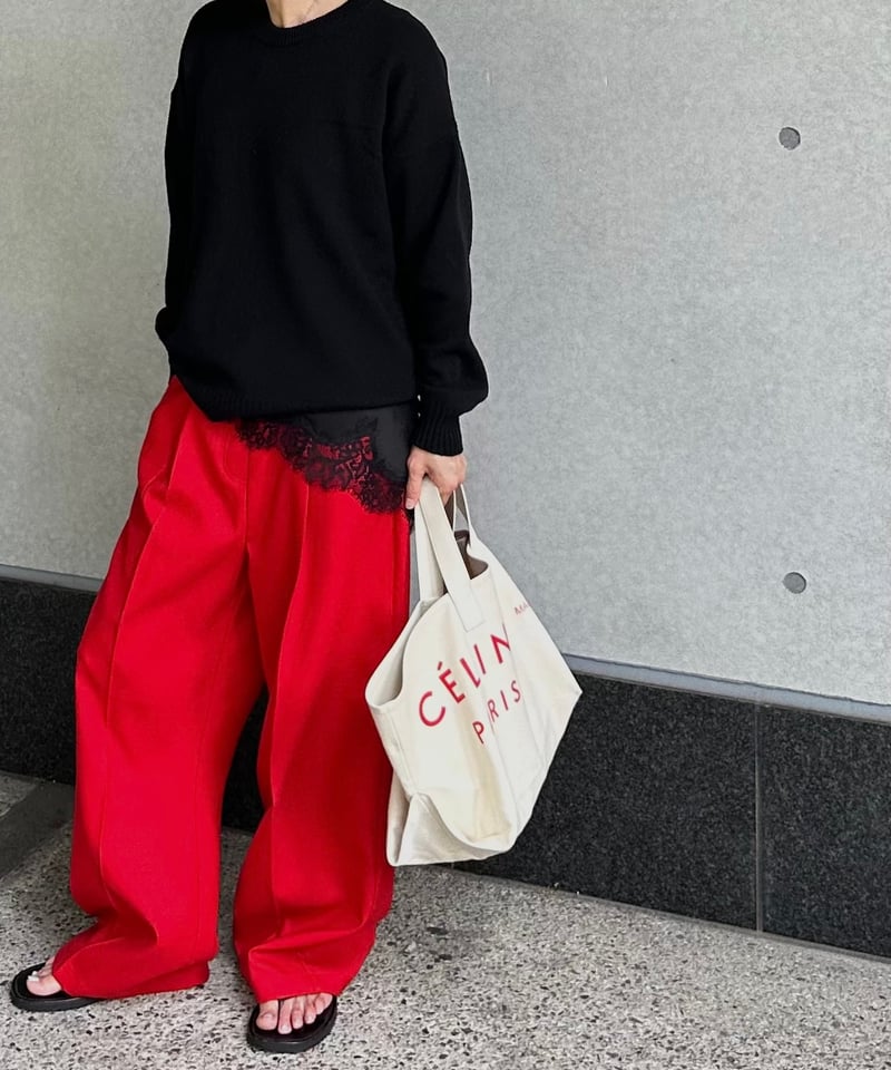 1tuck casual slacks red | ok.soon