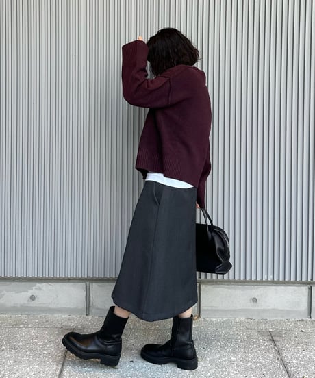 box pleats skirt gray