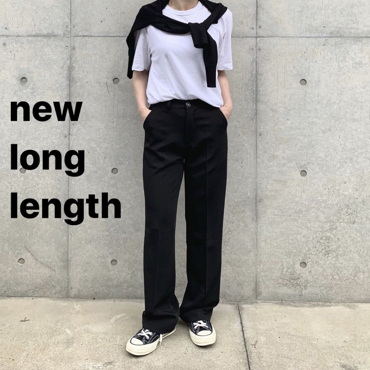 オクスン　oksoon 黒 ワイドパンツ long length straight slacks (black) | ok.soon
