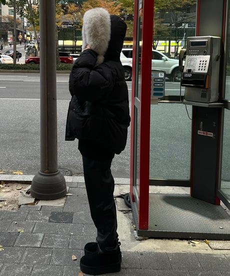 hooded down jacket(black)