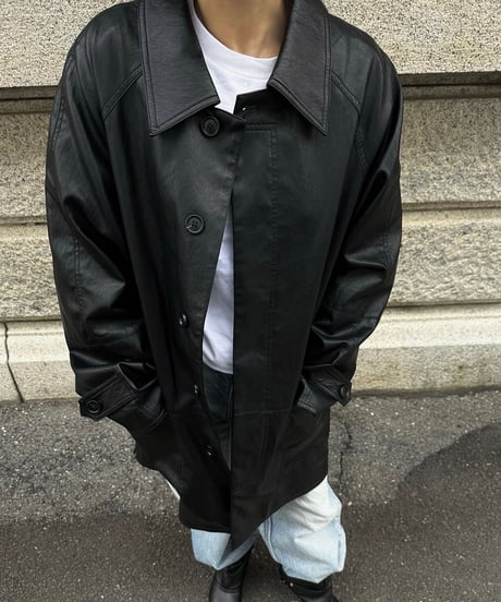 faux leather half coat