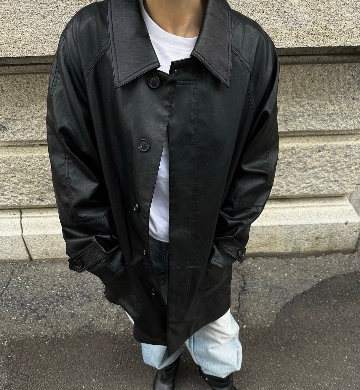 faux leather half coat | ok.soon