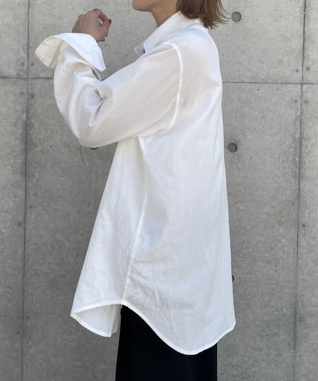 コットンWポケットシャツ(white,black)