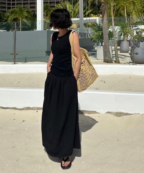 gingham check long skirt
