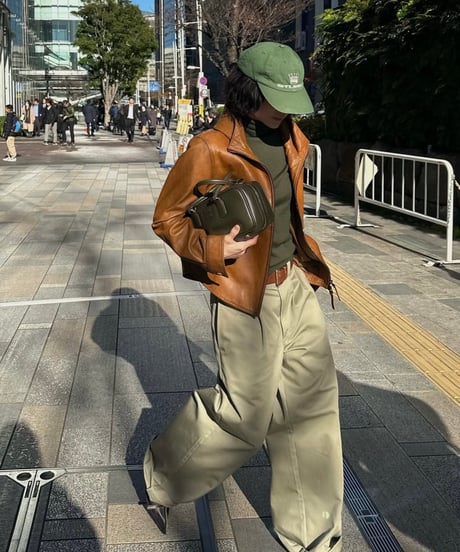 hooded leather blouson(camel)