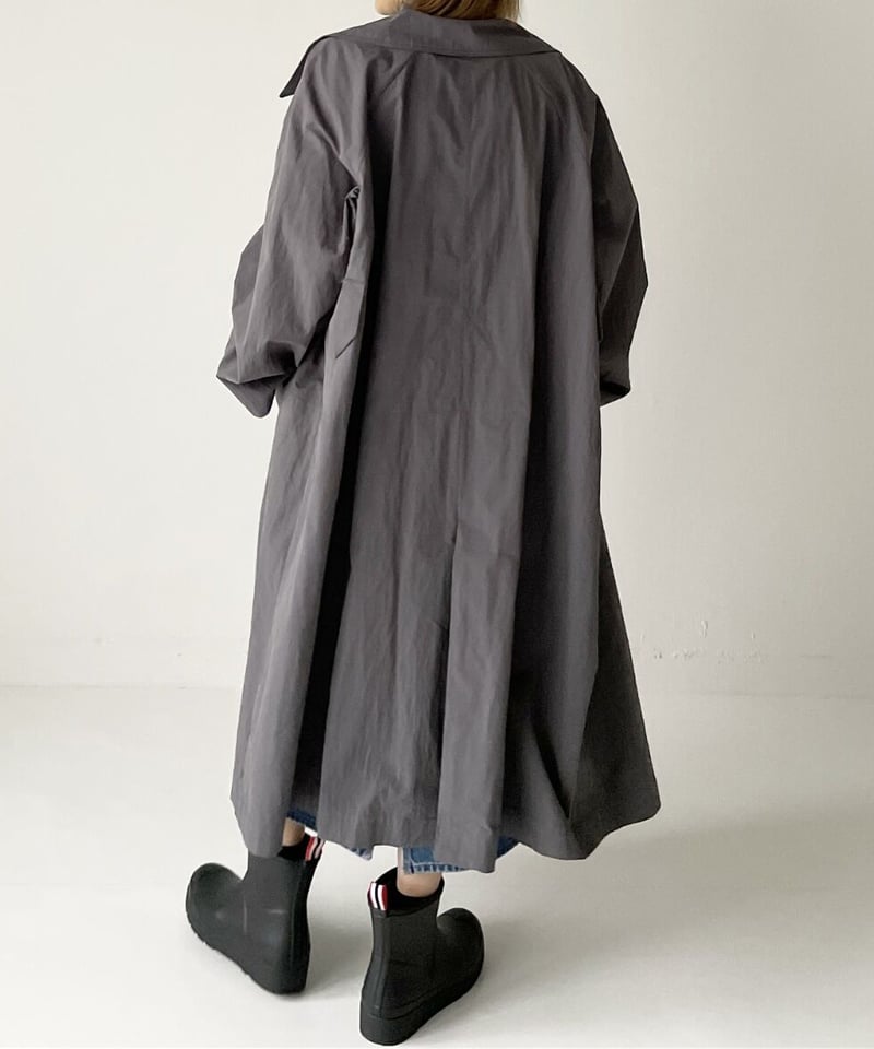 cotton nylon over coat gray | ok.soon