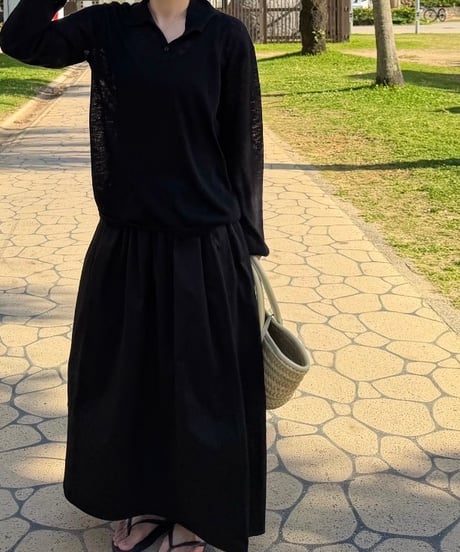 linen like open collar knit
