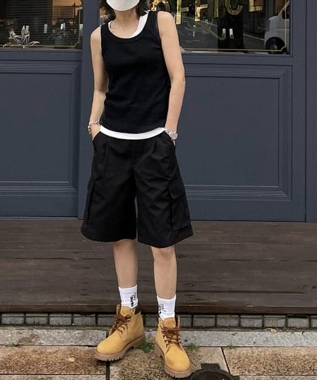 cargo half pants (black/white)