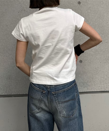 blue denim  skirt / cotton white t shirt
