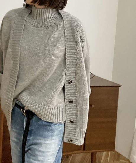 knit cardigan(gray/black)