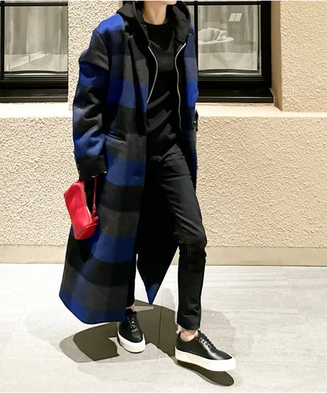 buffalo check wool coat