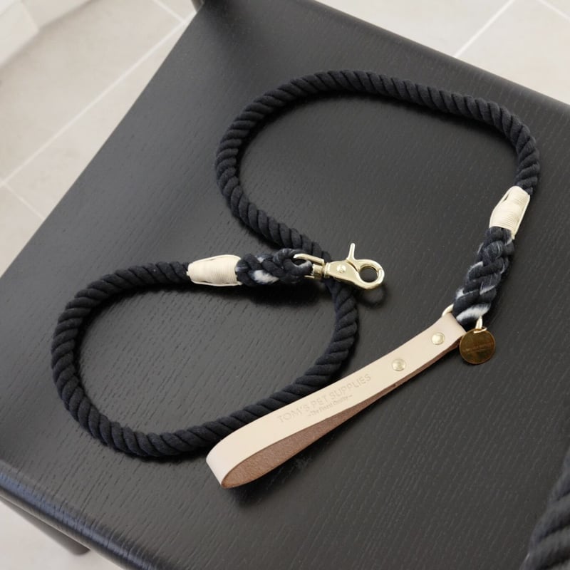 TOM'S PET SUPPLIES コットンロープリードレザーハンドル