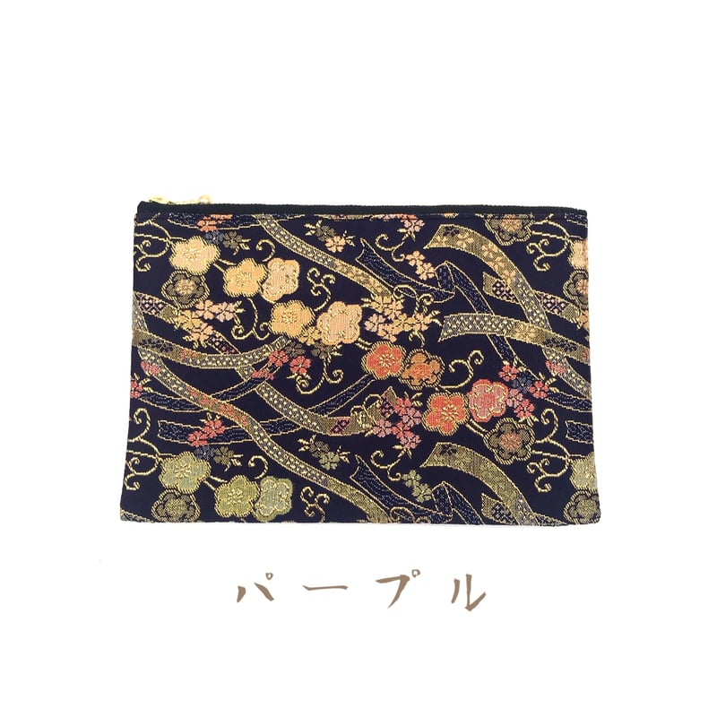 京都・西陣織・金襴の生地で仕立てた和柄のポーチ 20cmファスナー L
