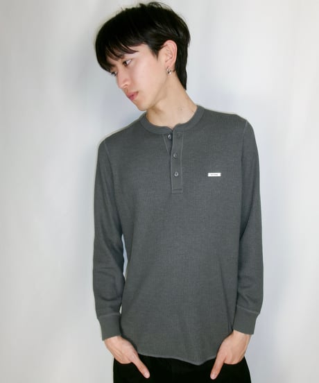 SILANE original Waffle Henley Long Sleeve T-shirt