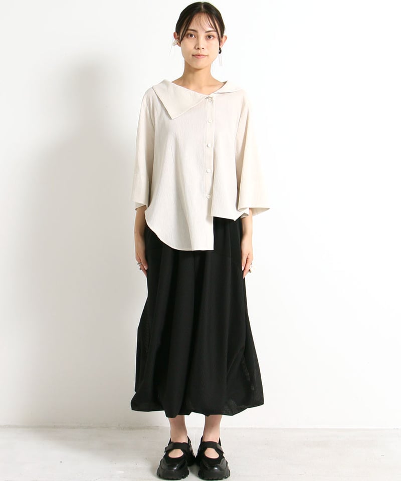 【USAGI ONLINE限定カラー】ボリュームバルーントップス　2025SS SALE 40%OFF!!】4月新作 バルーンスカート シアーストライプ