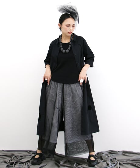 4月新作 ランダムホールシャツワンピース 綿100％ イ ンドネシア製(057-3499)