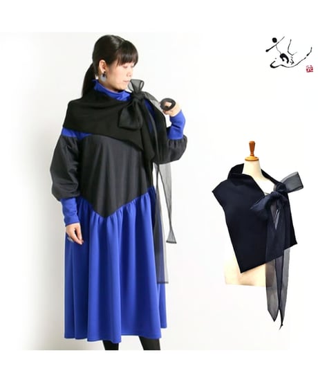 【定番】クロスジョーゼット スカーフ リボンスカーフ ケープ ショール 日本製(057-4243)