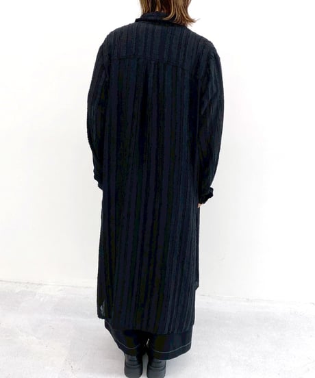 【SALE 20%OFF!!】maev 6月新作 凹凸素材 フリンジ ロングシャツワンピース(121-0036)