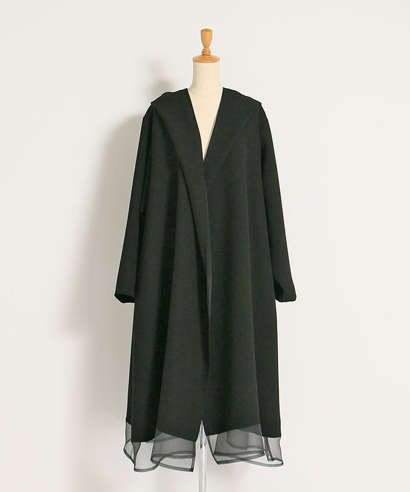 1月新作 クロスジョーゼット フード ロング コート 日本製  