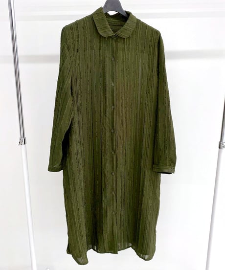 【SALE 20%OFF!!】maev 6月新作 凹凸素材 フリンジ ロングシャツワンピース(121-0036)