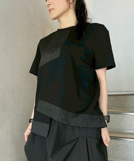 maev【2026年新作】4月新作 ひび割れ風アートデザインTシャツ Tシャツ トップス プルオーバー(123-0006-688)