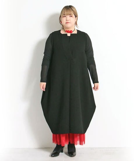 【定番】クロスジョーゼット ジャンパードレス ジャンパースカート 日本製(057-4247)