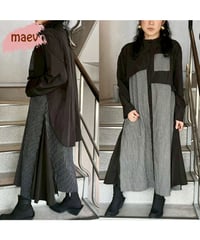 【SALE 50%OFF!!】1月新作 ストライプレイヤードシャツワンピース(121-0054)